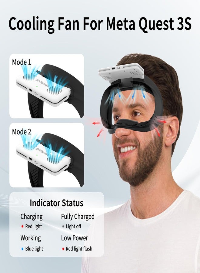 RCstyle Hibloks Compatible with Quest 3S Fan Cooling Mask for Meta/Oculus Quest 3S Accessories, Circulated Ventilation Eliminates Glasses Fogging Defogger (Soft Ice Silk) - Image 5