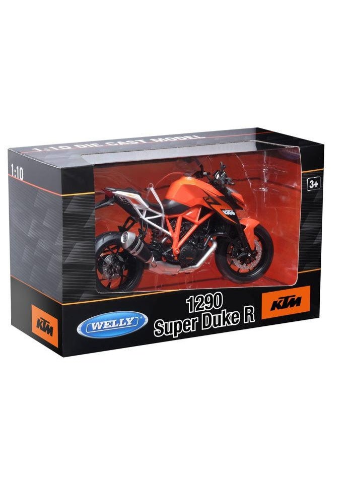 ويلي لعبة نموذج دراجة نارية سوبر ديوك آر ١٢٩٠ مصبوب بمقياس ١:١٠ - دراجة رياضية برتقالية - Image 3