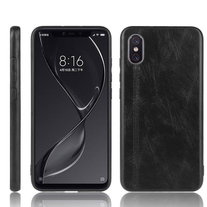 BURAQ Case Cover For Xiaomi Mi 8 Pro Shockproof Sewing Cow Pattern Skin PC + PU + TPU Case(Black) - Image 1