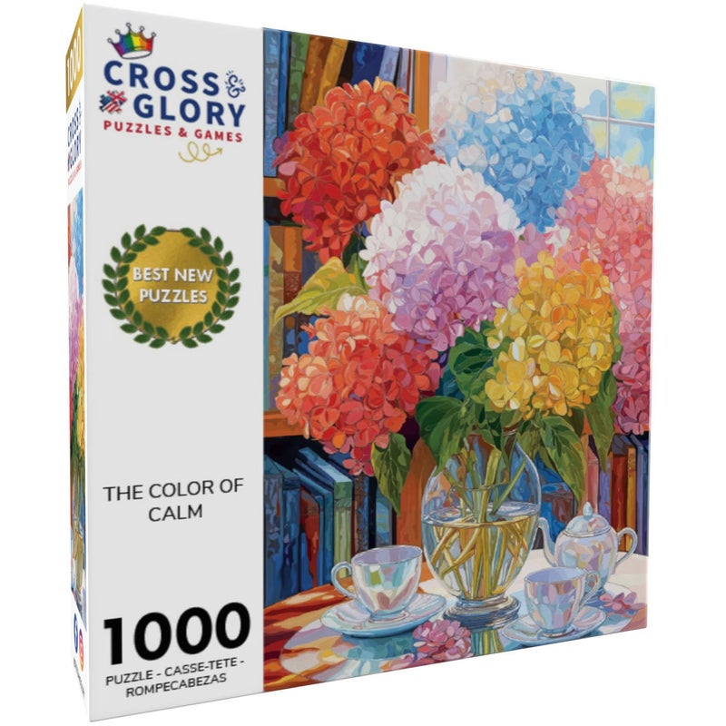 Cross & Glory â€“ The Color of Calm â€“ 1000 Piece Jigsaw Puzzle for Adults | Elegant Hydrangea Still Life Art Puzzle | Premium Quality 1000 Piece Puzzle for Adults - Image 2