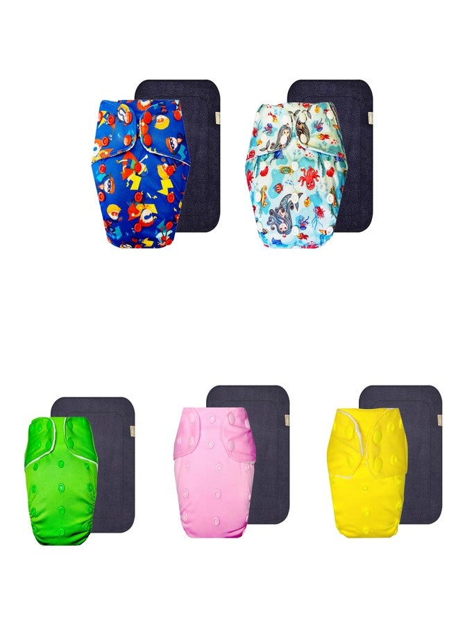 Dumbledo Premium Cloth Diaper with Black Insert (Pack of 5) | Soft & Gentle | Breathable | Travel Friendly | Designed by Moms | 3 Months - 3 Years | Unisex Baby - Image 1
