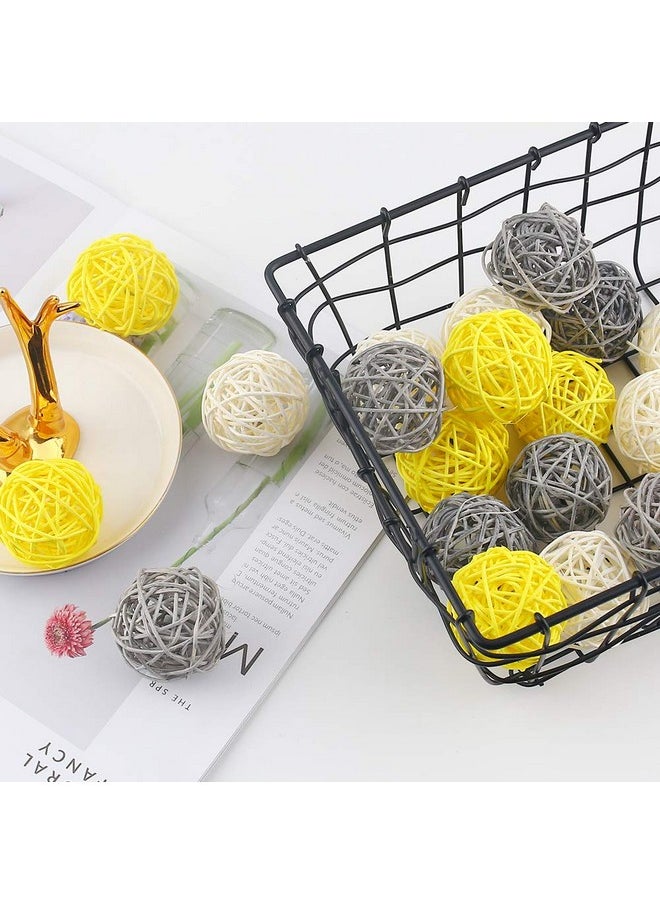 DomeStar - DomeStar 24PCS Yellow Decorative Balls for Bowl Centerpiece, 2 Inch Rattan Balls Wicker Balls Decorative Twig Orbs Spheres Bowl Fillers Vase Fillers Home Wedding Decor - Image 1