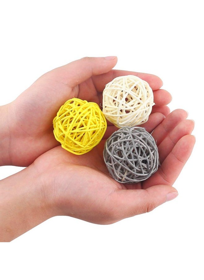 DomeStar - DomeStar 24PCS Yellow Decorative Balls for Bowl Centerpiece, 2 Inch Rattan Balls Wicker Balls Decorative Twig Orbs Spheres Bowl Fillers Vase Fillers Home Wedding Decor - Image 1