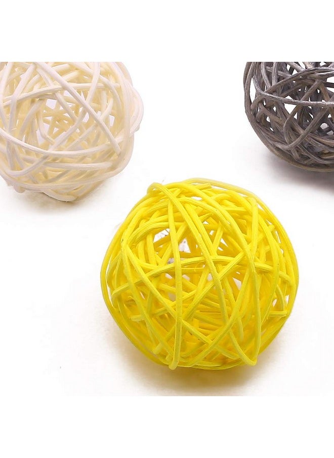 DomeStar - DomeStar 24PCS Yellow Decorative Balls for Bowl Centerpiece, 2 Inch Rattan Balls Wicker Balls Decorative Twig Orbs Spheres Bowl Fillers Vase Fillers Home Wedding Decor - Image 1
