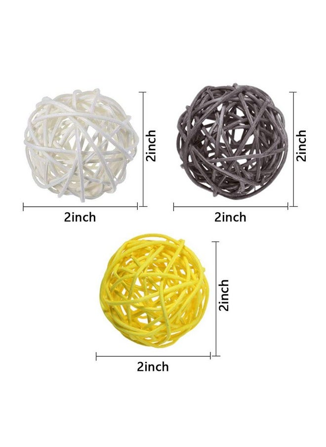 DomeStar - DomeStar 24PCS Yellow Decorative Balls for Bowl Centerpiece, 2 Inch Rattan Balls Wicker Balls Decorative Twig Orbs Spheres Bowl Fillers Vase Fillers Home Wedding Decor - Image 1