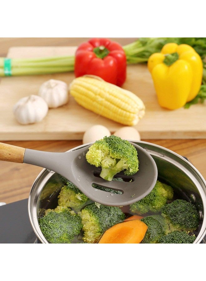 P-Plus International Silicone Spatula Set 5-Piece - 500ºF Heat-Resistant Baking Spoon Spatula - Seamless One-Piece Design Easy to Clean - Non-Stick Silicone Stainless Steel Core (Wooden 5A) - Image 5