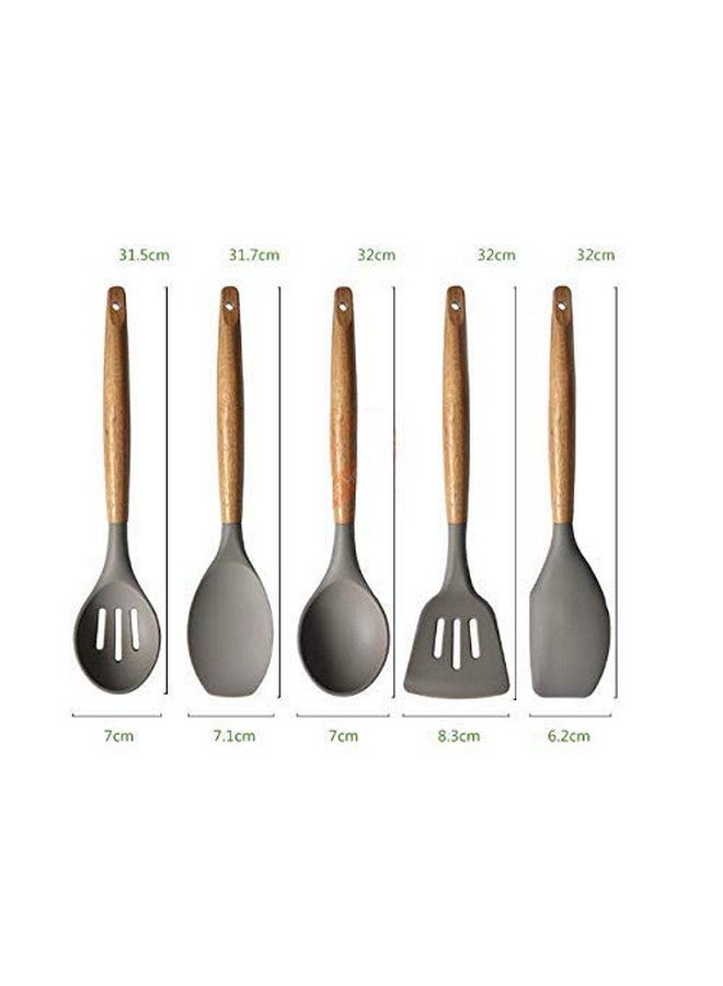 P-Plus International Silicone Spatula Set 5-Piece - 500ºF Heat-Resistant Baking Spoon Spatula - Seamless One-Piece Design Easy to Clean - Non-Stick Silicone Stainless Steel Core (Wooden 5A) - Image 3