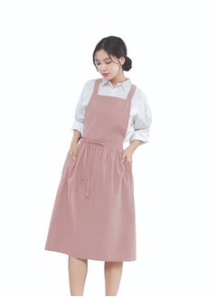 YANEK YANEK Cotton Linen Kitchen Apron for Women Durable, Washable, Comfortable and Durable with Pockets and Adjustable Straps; Perfect for Cooking, Baking, Flower Shop, Work, and Cleaning  - Image 1