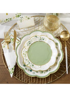 Kate Aspen Kate Aspen Sage Green Party Decorations, Eucalyptus Floral Botanical Garden 62 Piece Party Tableware Set (16 Guests)- Perfect for Greenery Baby Shower & Bridal Showers  - Image 2