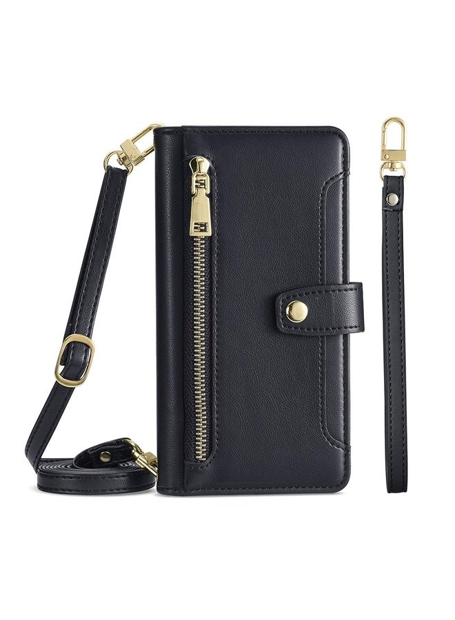 HuHa For Sony Xperia Ace III Sheep Texture Cross-body Zipper Wallet Leather Phone Case(Black)  - Image 1