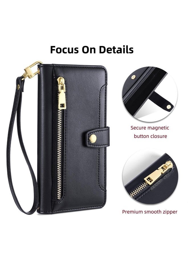 HuHa For Sony Xperia Ace III Sheep Texture Cross-body Zipper Wallet Leather Phone Case(Black)  - Image 2