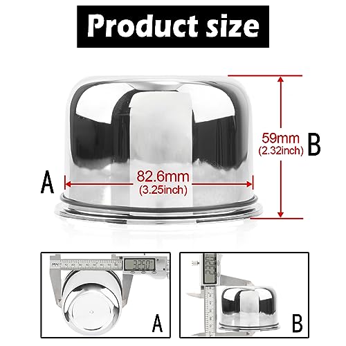 Rheedal 4Pcs 3.25inch Trailer Wheel Center Caps Push Through 3.25" Bore 2.32" Tall Hub Cap for Truck SUV RV Wheel Rim, Chrome Silver Wheel Cover - Image 3