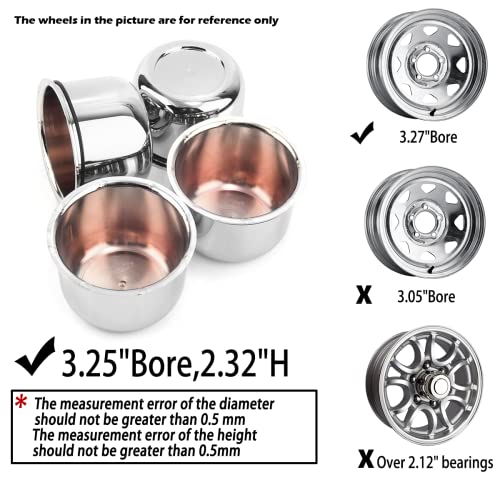 Rheedal 4Pcs 3.25inch Trailer Wheel Center Caps Push Through 3.25" Bore 2.32" Tall Hub Cap for Truck SUV RV Wheel Rim, Chrome Silver Wheel Cover - Image 5