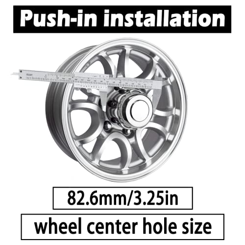 Rheedal 4Pcs 3.25inch Trailer Wheel Center Caps Push Through 3.25" Bore 2.32" Tall Hub Cap for Truck SUV RV Wheel Rim, Chrome Silver Wheel Cover - Image 4