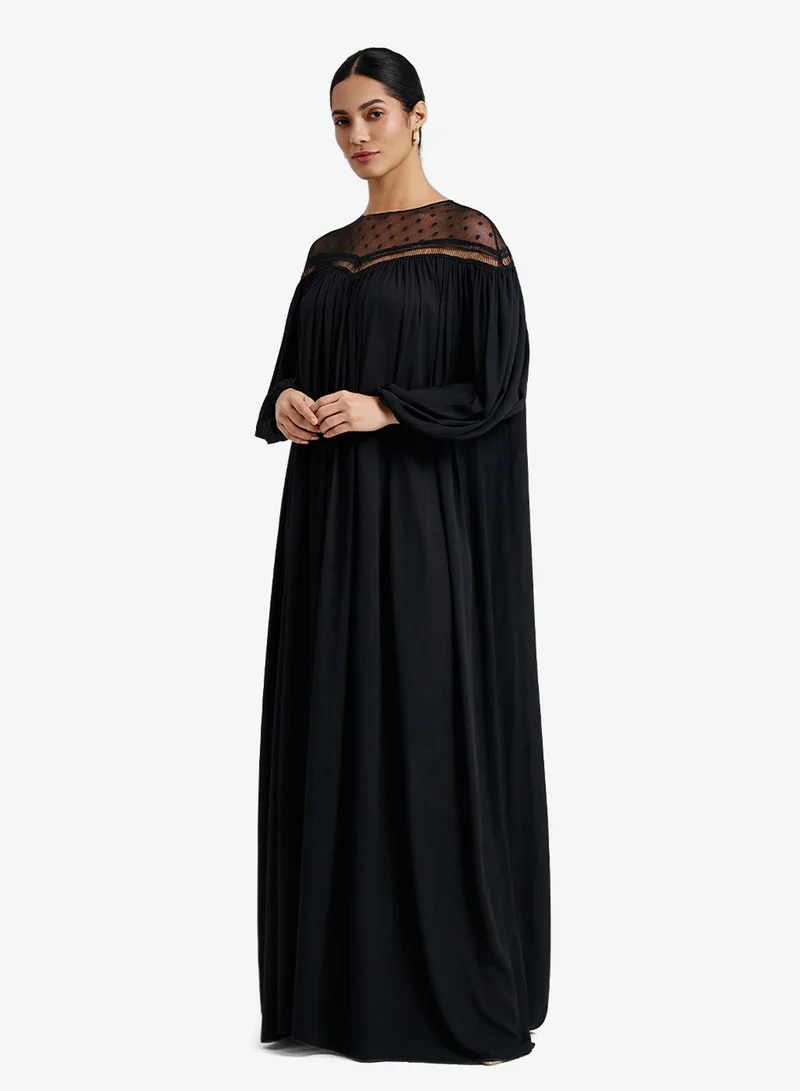CHASE  Gathered Lace Neckline Kaftan for Women | Best Price UAE