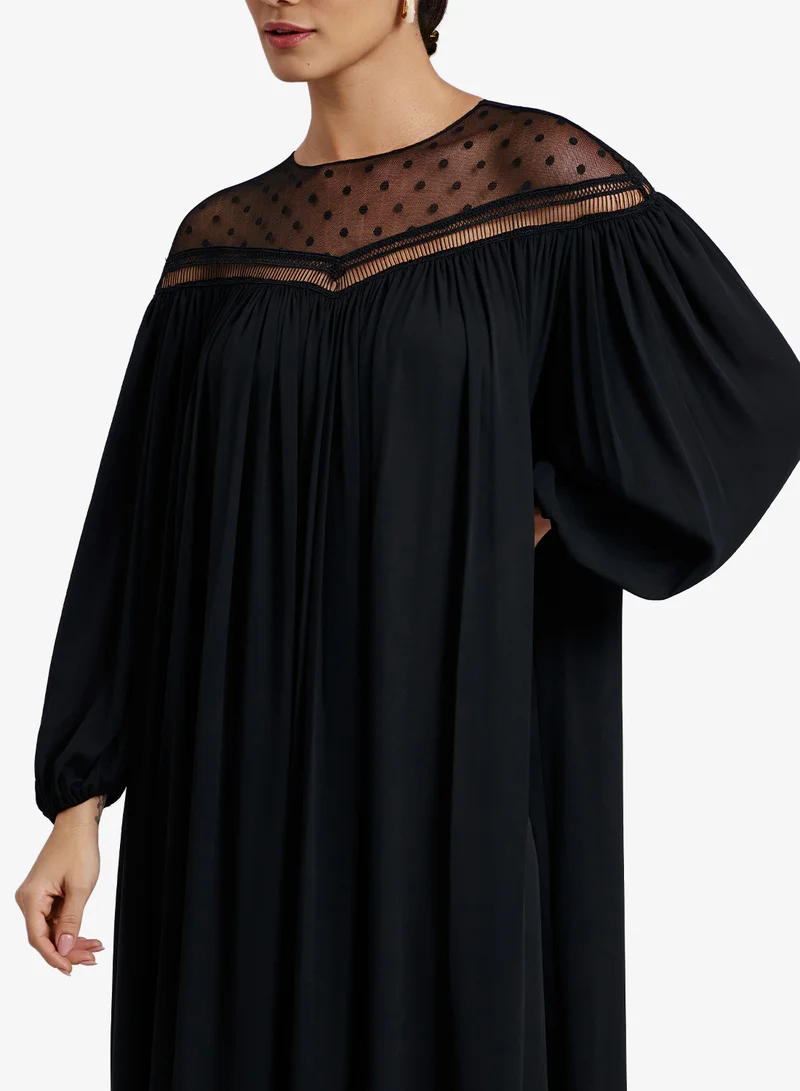 CHASE  Gathered Lace Neckline Kaftan for Women | Best Price UAE