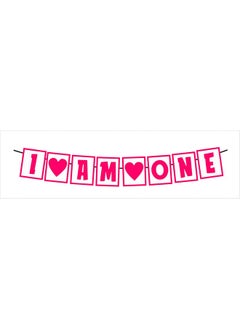 I Am One String Card Board Banner for First Birthday Decoration (Pink)