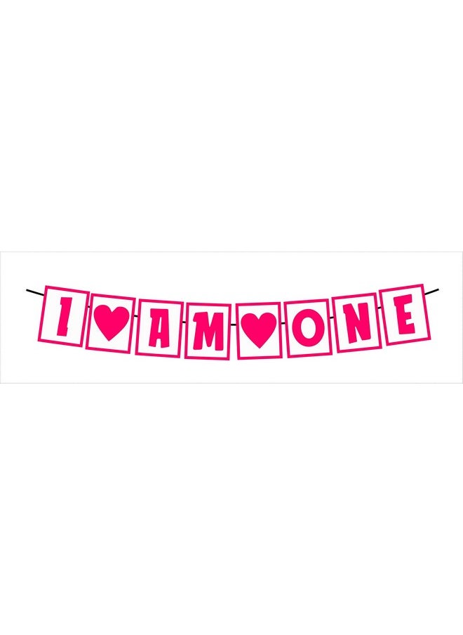 Balloonistics I Am One String Card Board Banner for First Birthday Decoration (Pink)  - Image 1