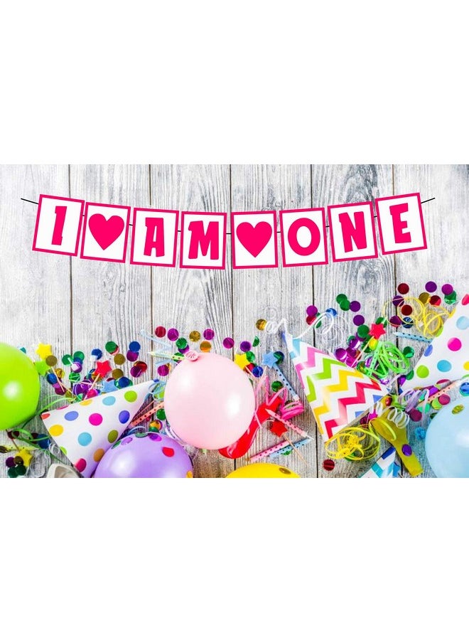 Balloonistics I Am One String Card Board Banner for First Birthday Decoration (Pink)  - Image 3