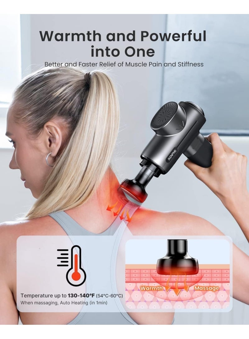 RENPHO Active Massage Gun with Heat Deep Tissue Muscle, 2022 Upgrade Powerful Portable Gun Massage Percussion Massager Gun for Athletes, Electric Back Massagers, Handheld Body Massager Gun Gifts - Image 2