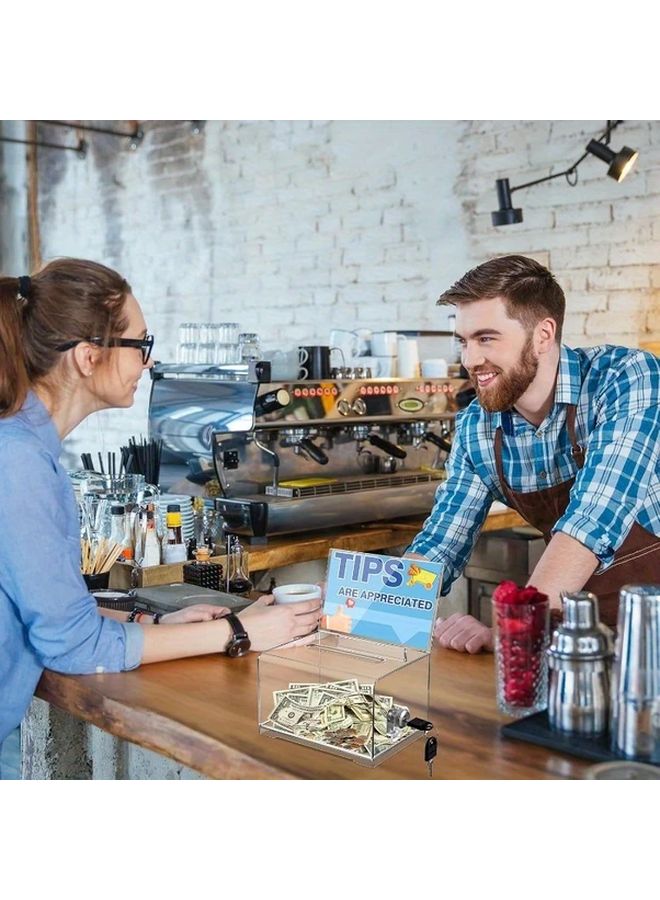 صندوق تبرعات شفاف بقفل، صندوق اقتراع آمن، حامل لافتة قابل للإزالة، مفتاحان - Image 5