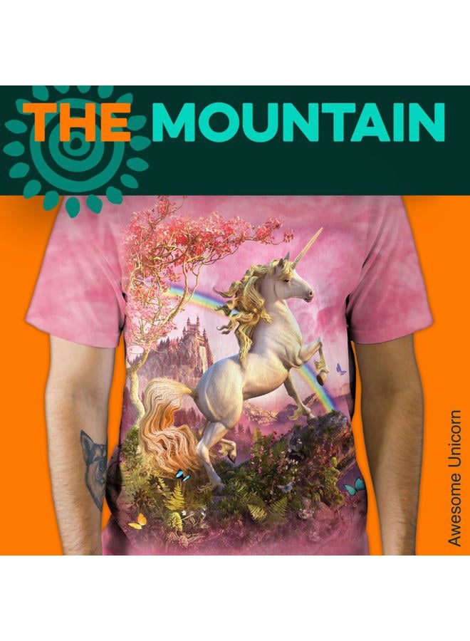 THE MOUNTAIN Girls Awesome Unicorn T-Shirt, Pink, XXL - Image 2