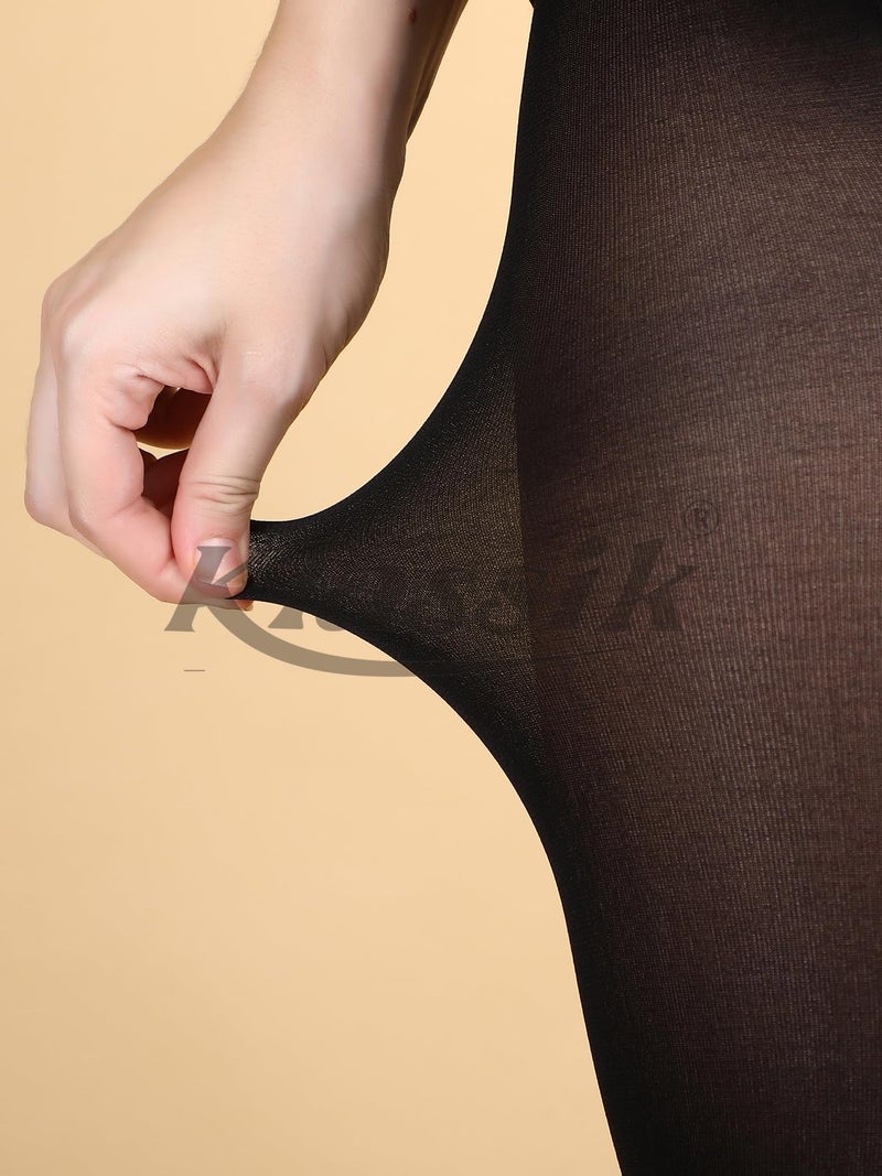 Klassik Since 1993 | Opaque Soft Stockings for Women & Girls |Poly Cotton High Waisted Thigh | Stretch, Breathable & Comfortable for Everyday Wear |Perfect Pair with Shorts, Dresses & Shirts -Black-XL - Image 5