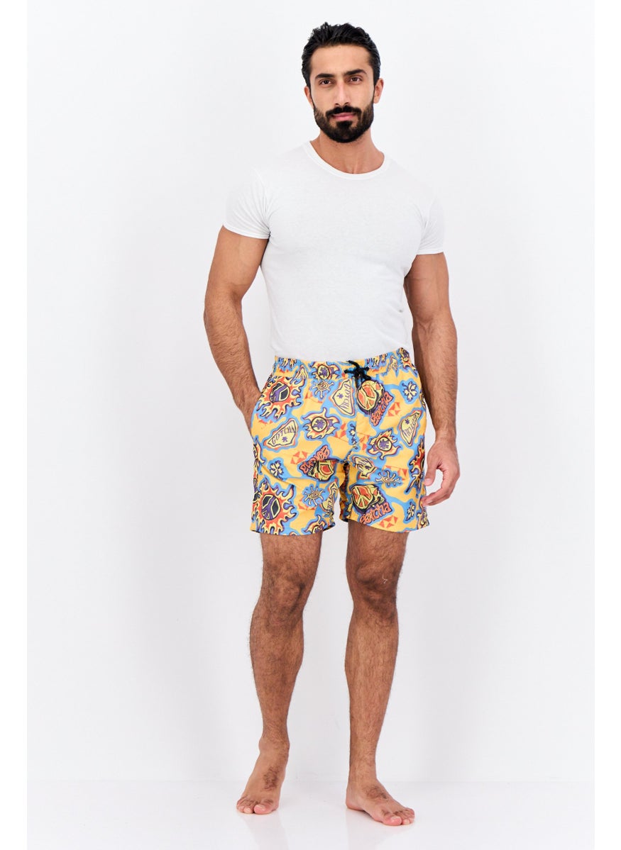 Gotcha - Men Allover Print Board Shorts, Yellow Combo - Image 1