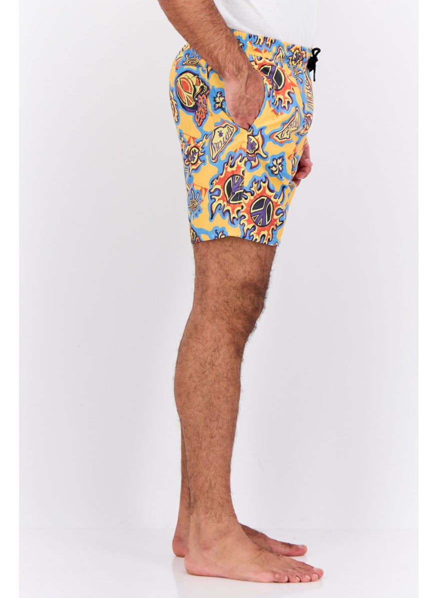 Gotcha - Men Allover Print Board Shorts, Yellow Combo - Image 1