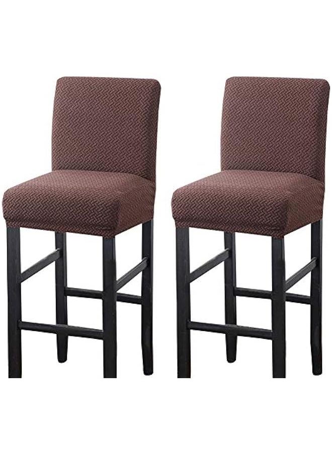 Generic 2 Pack Stretch Bar Stool Covers Counter Stool Pub Chair Slipcover Cafe Barstool Slipcover Removable Furniture Chair Seat Cover with Elastic Bottom for Dining Room Kitchen (Coffee)  - Image 1