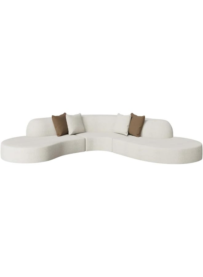 Ripple FURNITURE FLORA homes Contemporary Curved Sectional Sofa, Armless Design, Cream Boucle Fabric, Modern Living Room  - Image 3