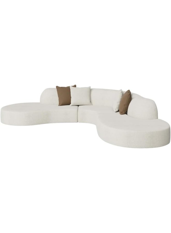 Ripple FURNITURE FLORA homes Contemporary Curved Sectional Sofa, Armless Design, Cream Boucle Fabric, Modern Living Room  - Image 2