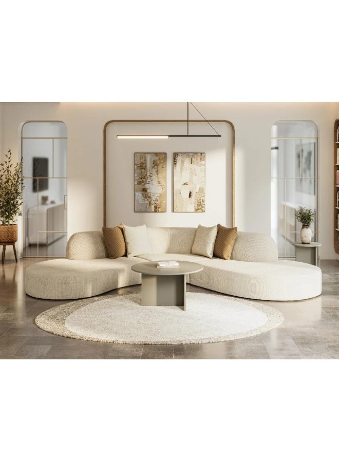 Ripple FURNITURE FLORA homes Contemporary Curved Sectional Sofa, Armless Design, Cream Boucle Fabric, Modern Living Room  - Image 1