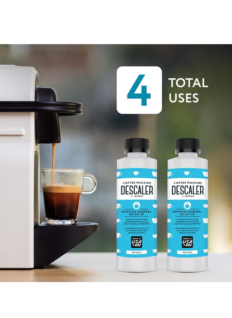 IMPRESA - Descaler (2 Pack, 2 Uses Per Bottle) - Made in the USA - Universal Descaling Solution for Keurig, Nespresso, Delonghi and All Single Use Coffee and Espresso Machines - Image 1
