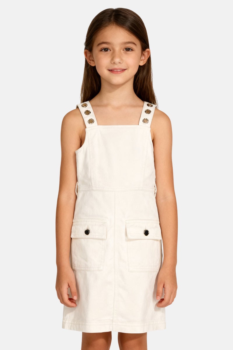 Michael Kors Kids Girl Plain Dress, Cream - Image 1