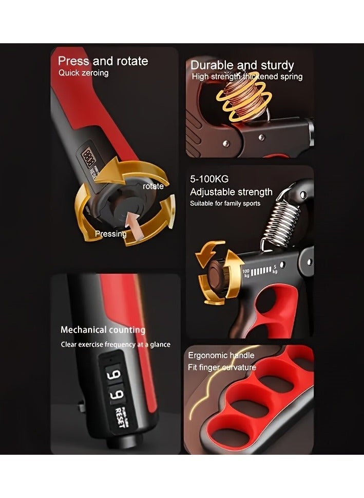 ارواق جهاز تدريب قوة القبضة، مقبض عد ميكانيكي، مناسب لتدريب القوة وإعادة التأهيل، 5-100 كجم / 11.02-220.46 رطل - Image 2