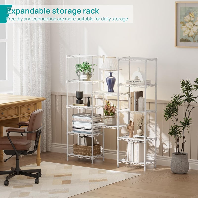 SINGAYE 6 Shelves Storage Shelf Wire Closet Bathroom Organizers Metal Pantry Kitchen Small Garage Shelving Unit Laundry Room Organization Home Corner Rack Estantes para Cocina White 10" Dx16 Wx60”H - Image 5