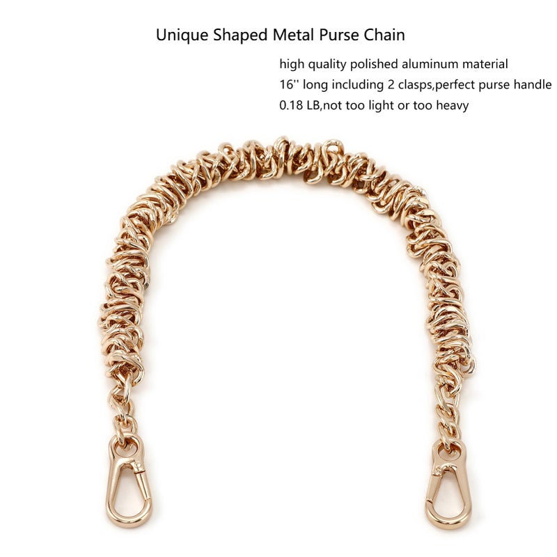 Yichain Unique Metal Bag Chains Purse Handles Shoulder Strap Replacement Accessories Charms For Handbags(Gold 16 Inch) - Image 2
