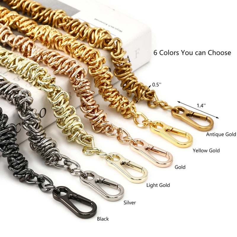 Yichain Unique Metal Bag Chains Purse Handles Shoulder Strap Replacement Accessories Charms For Handbags(Gold 16 Inch) - Image 5