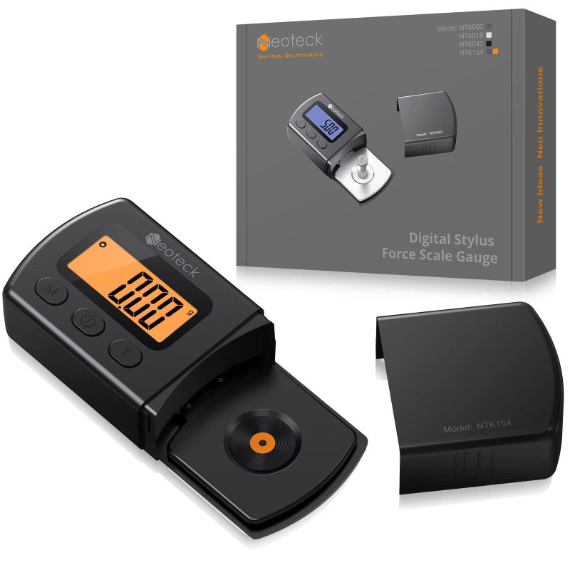 Neoteck Digital Turntable Stylus Force Scale Gauge 0.01g/5.00g Orange LCD Backlight for Tonearm Phono Cartridge-Jet Black - Image 1