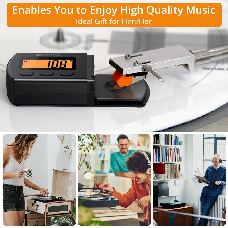 Neoteck Digital Turntable Stylus Force Scale Gauge 0.01g/5.00g Orange LCD Backlight for Tonearm Phono Cartridge-Jet Black - Image 5