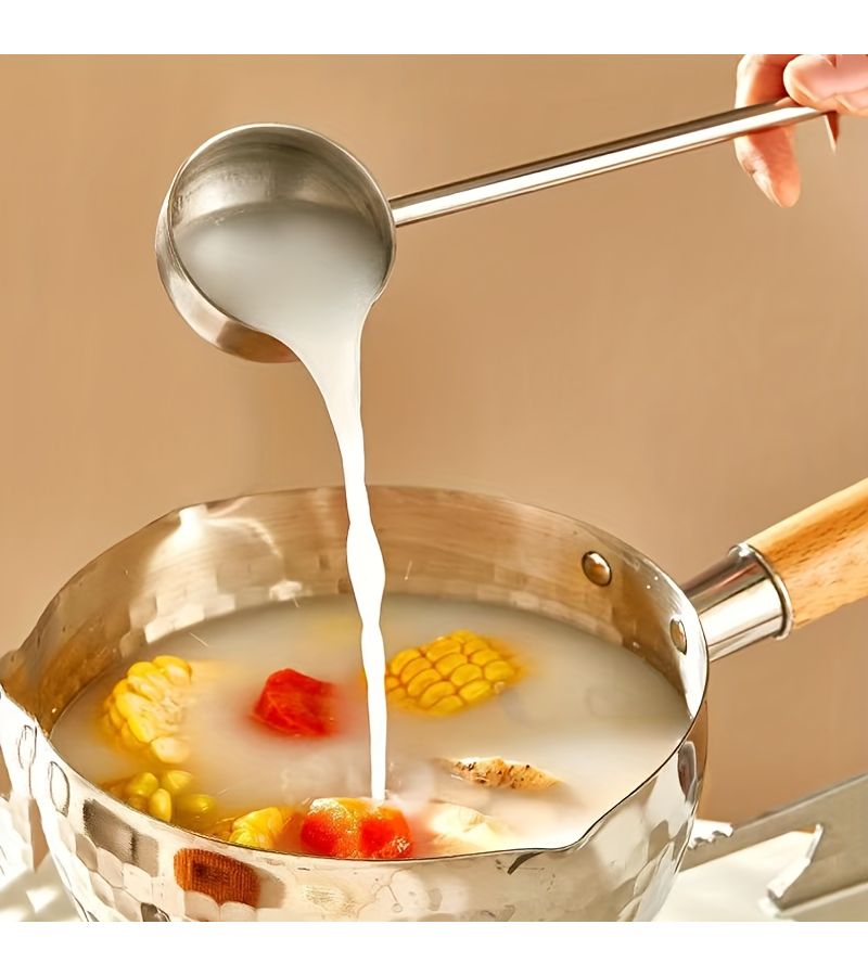 304 Stainless Steel Silvery Ladle Long Handle Soup Spoon Kitchen - Image 3