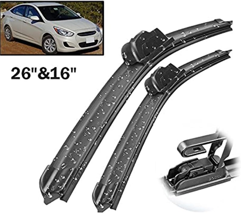 QASULER Front Wiper Blades for Hyundai (BLACK 26+16) - Image 5
