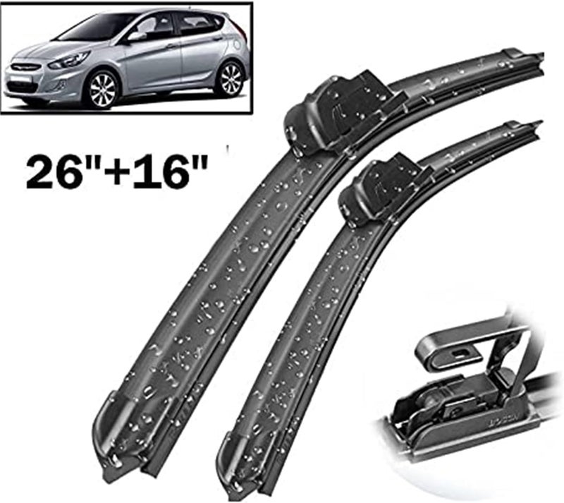 QASULER Front Wiper Blades for Hyundai (BLACK 26+16) - Image 4