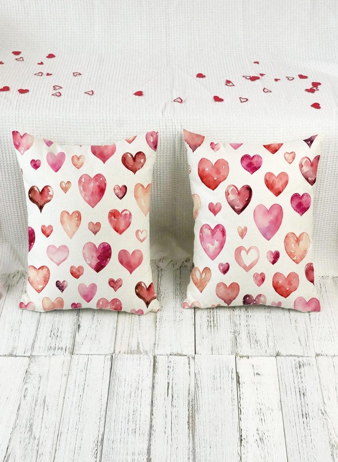ONWAY أغطية وسائد زينة عيد الحب من أون واي، مقاس 18×18 بوصة، طقم من قطعتين، أغطية وسائد مزخرفة على شكل قلب وردي، مناسبة للأريكة والسرير، ديكور منزلي رومانسي لعطلة الأعياد - Image 5