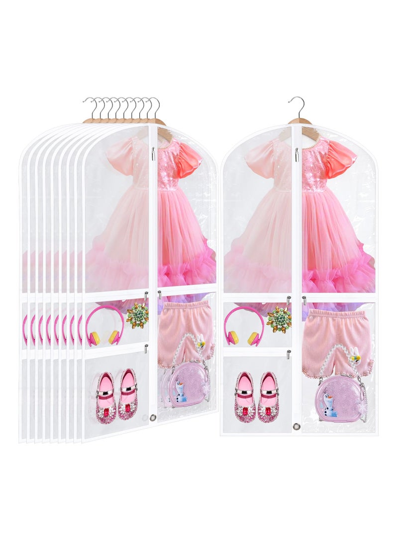 4 Pack Garment Bags for Dance Costumes Kids 40 Inch Clothing Bags for Hanging Clothes with 3 Clear Zipper Pocket Waterproof Garment Cover for Dance Competition, Travel, Closet Storage (White) - Image 1