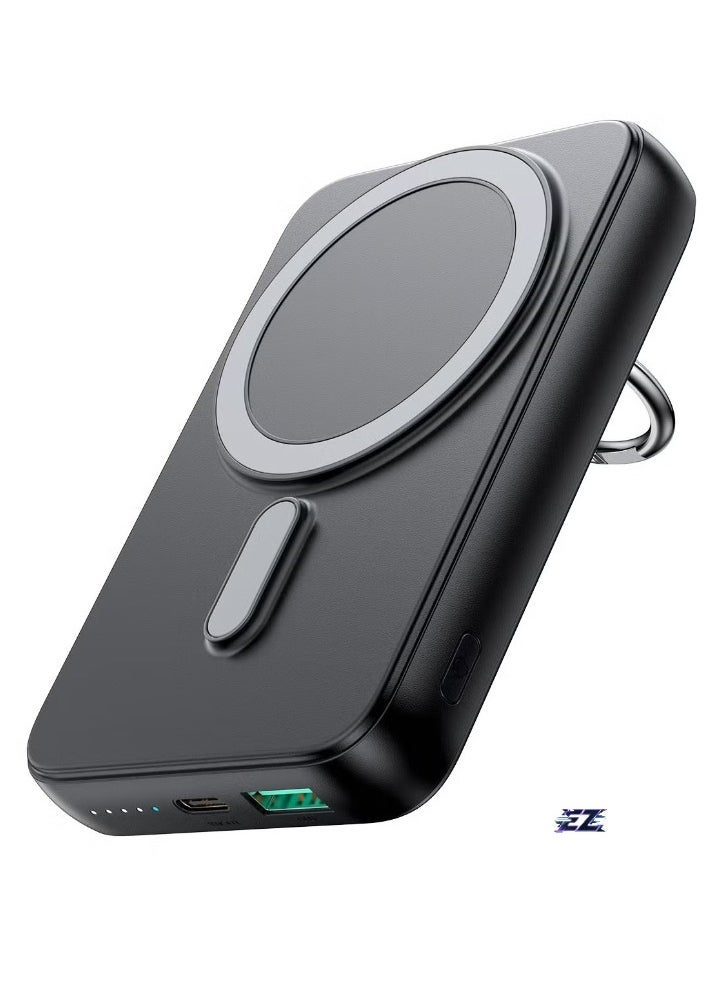 ELTRAZONE 20W Power Bank 10000mAh with Ring Holder – Fast Charging Portable Power Bank for Smartphones, Tablets & More, Compact & Stylish Black Design  - Image 1