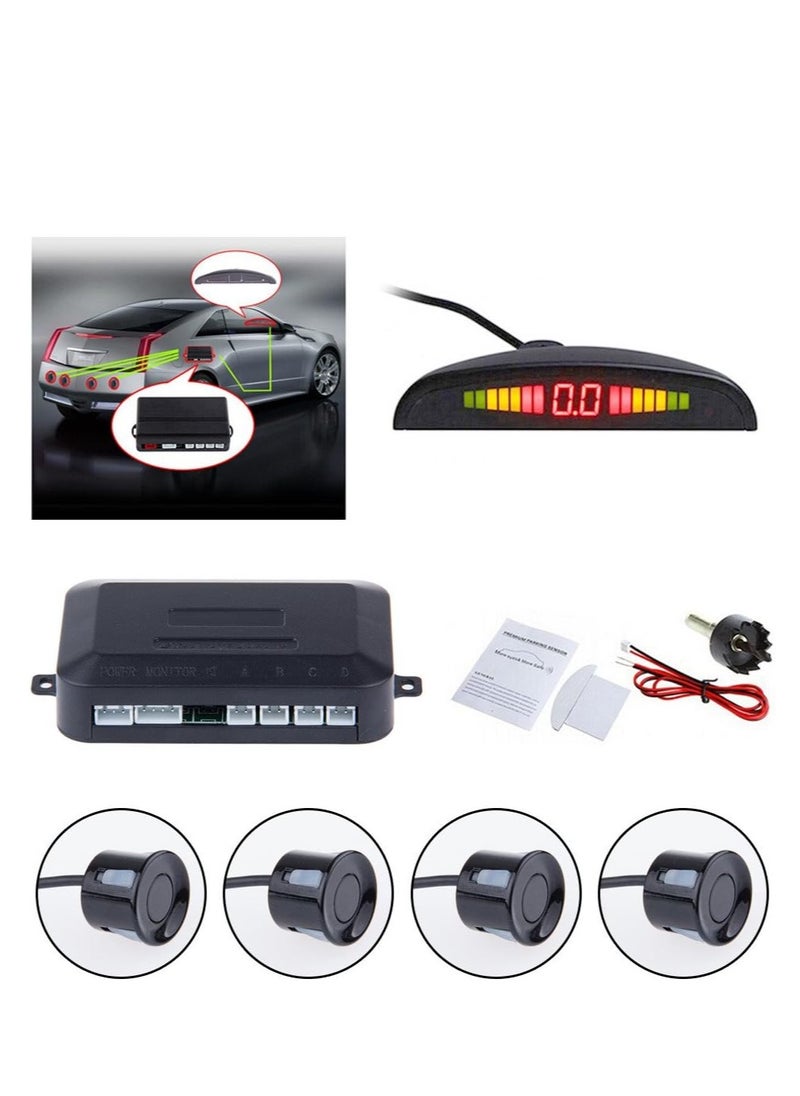 PLC - Sensorpark car, wireless parking parking sensor, reverse sensor with 4 backup sensor, wireless LED display with audio warning for cars and trucks - (black) - Image 1