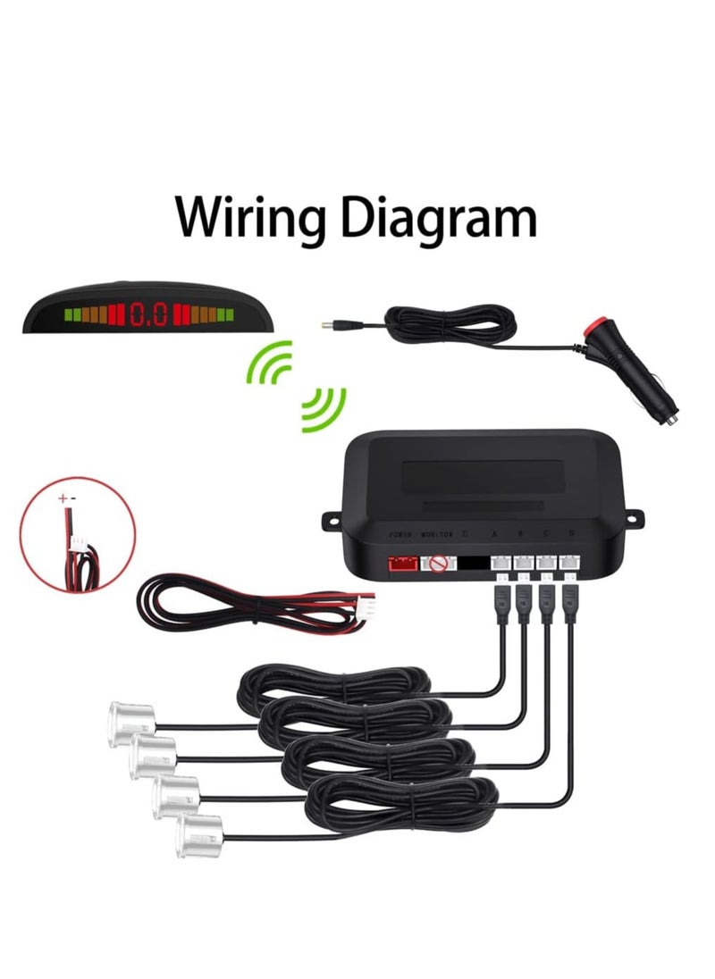 PLC - Sensorpark car, wireless parking parking sensor, reverse sensor with 4 backup sensor, wireless LED display with audio warning for cars and trucks - (black) - Image 1