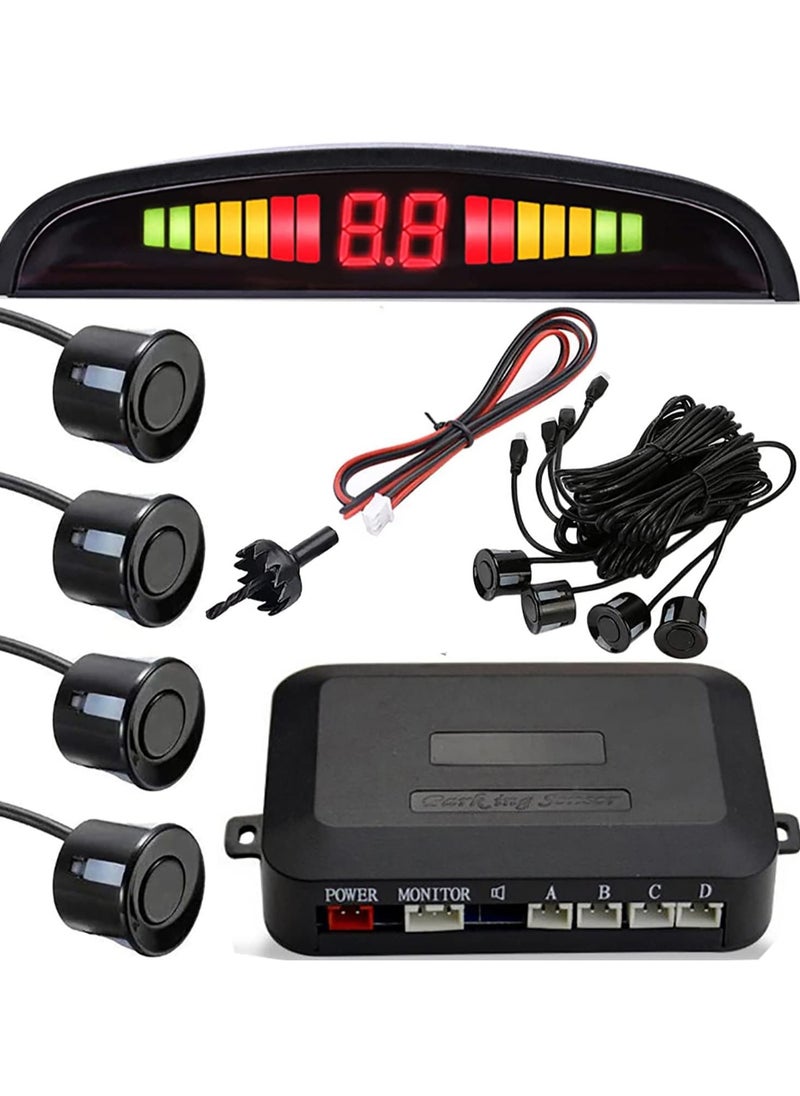 PLC - Sensorpark car, wireless parking parking sensor, reverse sensor with 4 backup sensor, wireless LED display with audio warning for cars and trucks - (black) - Image 1